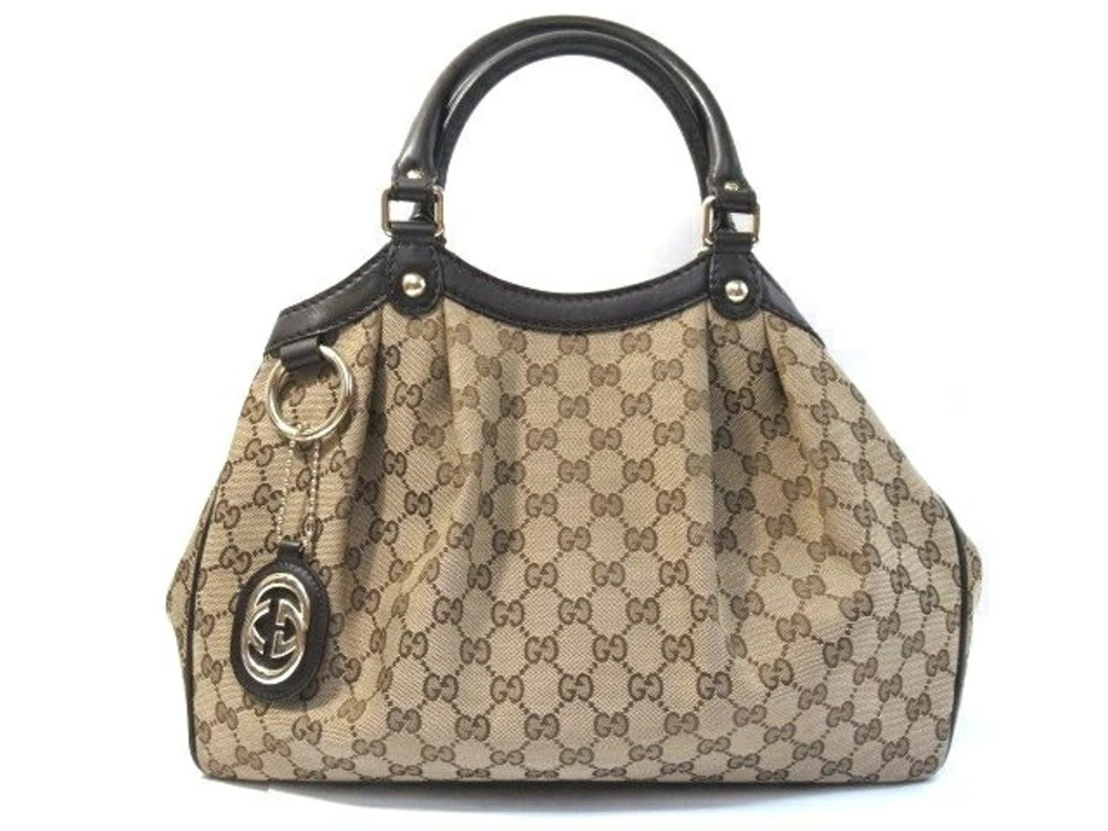 Gucci Handbag GG Canvas Sukey Beige Cream Brown